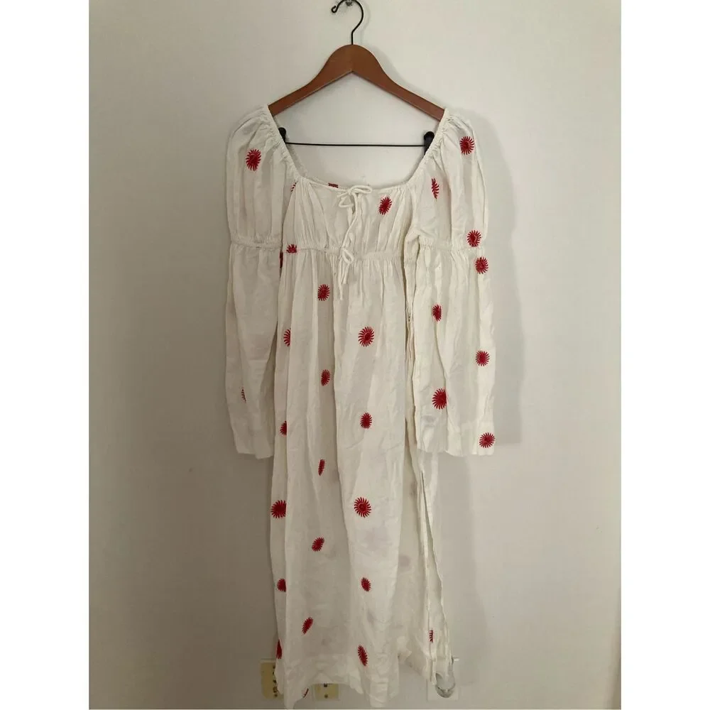 Free People Emory Embroidered Midi Dress S - Picture 5 of 7